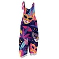 thumbnail image 3 of Fgvctg Mardi Gras Womens Jumpsuits Wide Leg Pant Cute Overall Mask Graphic Sleeveless Carnival Party Spaghetti Straps Jumpsuit Romper Bib Overalls Oversized Sprimg Pant With Pockets Purple Pink XL, 3 of 3