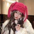 thumbnail image 2 of CSChome Knitted Hat Women Winter Hat Long Bunny Ear Decor Knitted High Elasticity Warm Thick Soft Ear Protection Solid Color Windproof Slip, 2 of 7