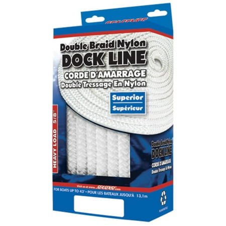 SeaSense Double Braid Nylon Dock line  5/8  x 35   15  Eye  White
