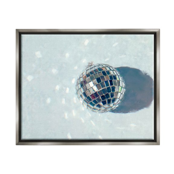 Stupell Industries Disco Ball Glimmer Reflection Graphic Art Luster Gray Floating Framed Canvas Print Wall Art, Design by Ziwei Li