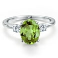 thumbnail image 3 of Gem Stone King 14K White Gold Green Peridot and Moissanite Engagement Ring for Women | 3.00 Cttw | Oval 10X8MM | Gemstone August Birthstone | Size 8, 3 of 6
