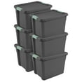 thumbnail image 1 of Sterilite 6Pk Latch Tote, Stackable Plastic Storage Container, 12Gal, Gray/Green, 1 of 10