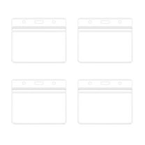 4 Pack ID Badge Holder,Clear Horizontal Card Badge Holder,Soft Waterproof PVC Card Protector Case,Thick Sealable Name Tag Badge Holder for Office School Credit Cards Passes