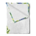 thumbnail image 2 of Watercolor Flower Soft Flannel Fleece Throw Blanket, Motley Floret Motifs with Splash Anemone Iris Revival of Nature Theme, Cozy Plush for Indoor and Outdoor Use, 60" x 80", Blue Yellow, by Ambesonne, 2 of 5