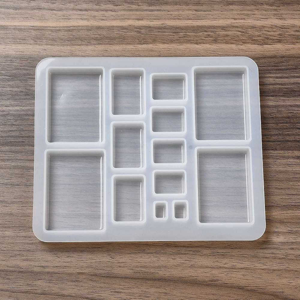 DIY Cabochons Molds Resin Casting Molds for UV Resin Epoxy Resin Jewelry Making Rectangle Pattern 150x125x8mm Inner Diameter: 10~52x7~37mm