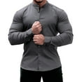 thumbnail image 6 of Long Sleeve Shirt Men Casual Button Down Slim Tops Solid Color Casual Mens Clothing, 6 of 9