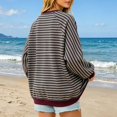 thumbnail image 7 of Resicozy Oversized Sweatshirt for Women Fall Striped Long Sleeve Shirt Crewneck Sweatshirts Y2K Workout Tops Wine 2XL, 7 of 7