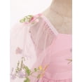 thumbnail image 4 of IBTOM CASTLE Toddler Girl Birthday Dress Floral Confetti Tulle Formal Wedding Party Long Sleeve Dresses for Cake Smash Photo Shoot 5-6 Years Light Pink Floral, 4 of 8