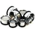 thumbnail image 1 of Pair of Steel Single Flare Tunnels w/ O-rings Ear Plugs 12G up 2", 1 of 1
