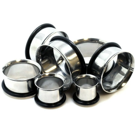 

Pair of Steel Single Flare Tunnels w/ O-rings Ear Plugs 12G up 2