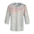 thumbnail image 5 of LYEAA Floral Print Button-Up Blouse 3/4 Sleeve Round Neck Women Tops Lightweight Wrinkle-Free Fabric Business Casual Outfit Summer Vacation Wear Gray L, 5 of 5