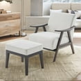 thumbnail image 2 of Arm Chair and Ottoman Set, Upholstered Accent Armchair with Wood Frame and Polyester Cushions,Comfy Reading Chair with Footrest for Living Room/Bedroom, Beige, 2 of 5