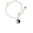 thumbnail image 2 of Delight Jewelry Silvertone Enamel Yin and Yang Silver-tone Rose Link Chain Bracelet, 6.25"+1.75" Extender, 2 of 4