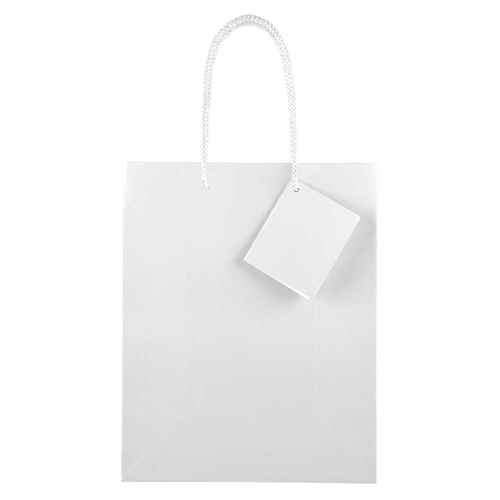 JAM Paper All Occasion Glossy Paper Gift Bag, 8 x 10 x 4, White, 1/Pack, Medium