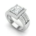thumbnail image 2 of 2 Carat Princess Cut Moissanite Engagement Cluster Ring Platinum Over 925 Sterling Silver, 2 of 5