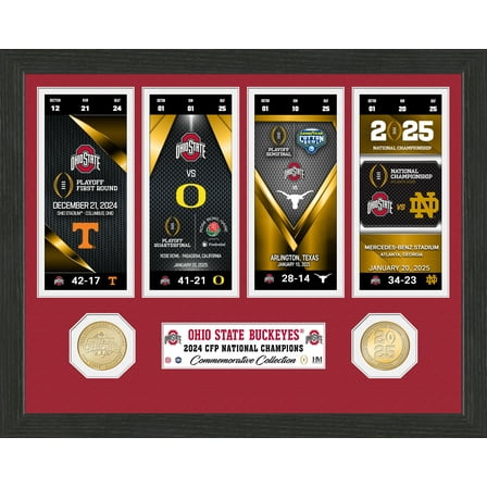 Highland Mint Ohio State Buckeyes College Football Playoff 2025 National Champions 12" x 15" Ticket Collection Bronze