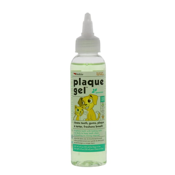 Petkin Gel Détachant pour Plaques – Nettoie les Dents et les Gencives, Enlève la Plaque et le Tartre - Rafraîchit l'Haleine et Blanchit les Dents avec le Bicarbonate de Soude - Idéal pour Usage Quotidien, Sans Brossage Ni Rinçage - 4 fl oz