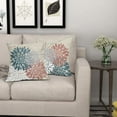 thumbnail image 7 of Blue Pink Pillow Covers 18x18 Flower White Gray Elegant Colored Throw Pillows Farmhouse Outdoor Decor for Home Living Room Sofa Bed Modern Floral Linen Square Cushion Case, Set of 2, 7 of 7