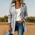 thumbnail image 6 of XPMWRP Women's Cinched Waist Trench Coat, Notched Lapel Mid Length Lightweight Windbreaker Jacket with Pockets Gray M, 6 of 8
