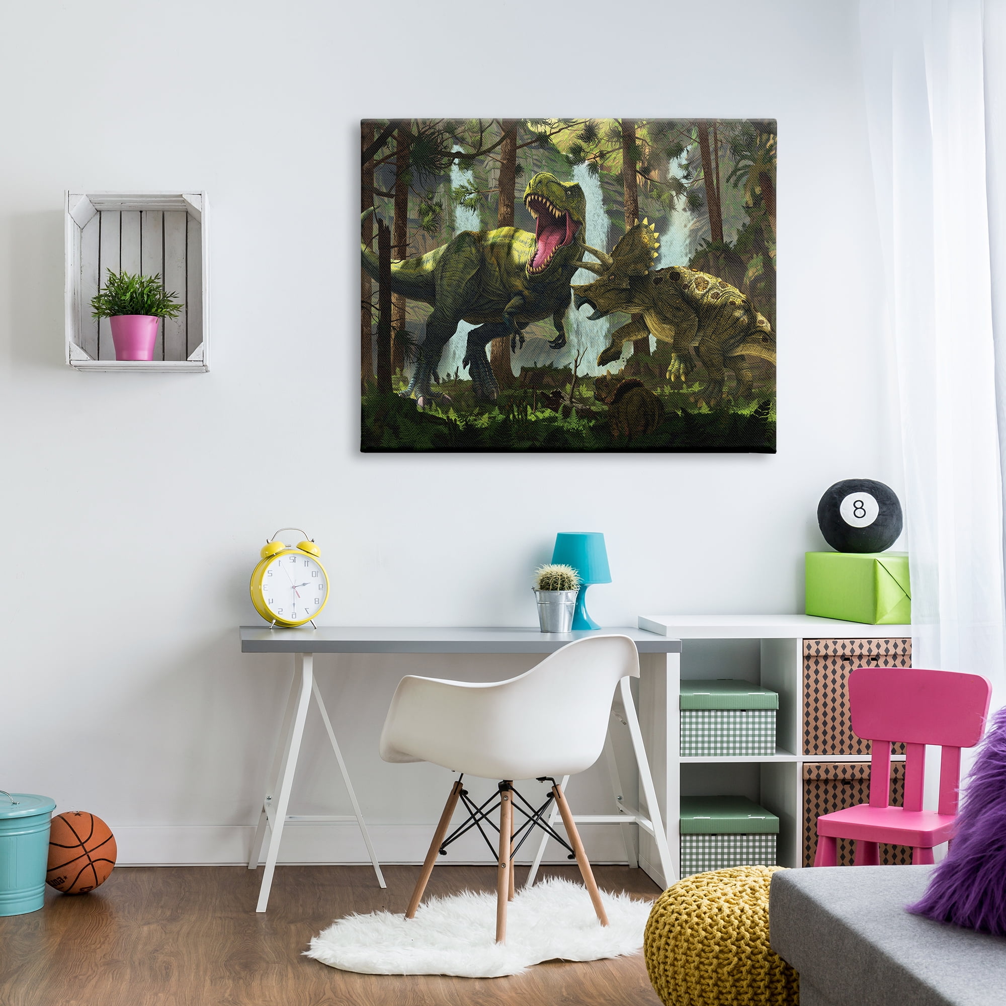 Stupell Industries Protection Dinosaurs Landscape Animals & Insects Painting Gallery Wrapped Canvas Art Print Wall Art, 48 x 36