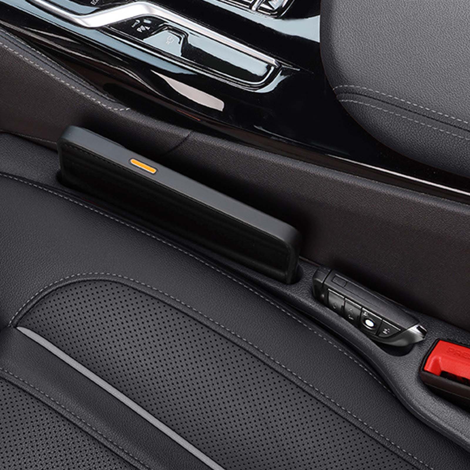 2 Universal Car Seat Gap Fillers - Anti-Drop Strip - Black PU - Easy Install 3 thumbnail image