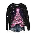 thumbnail image 5 of Women's Christmas Sweatshirts Christmas Snowflakes Print Pullover Sweater Blouses Long Sleeve Shirts Crew Neck Tops Christmas Elements Sweat Shirt Spring Outfit Pullover Fall Winter Christmas Clothes, 5 of 6