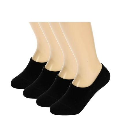 

DEVUGGO 4 Pairs No Show Socks Non Slip Flat Boat Line Low Cut Socks for Women Size L Black