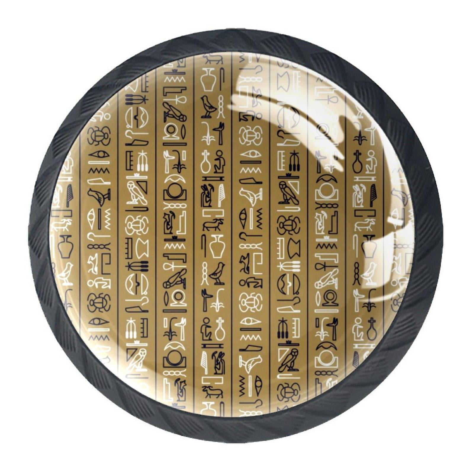 4 Pcs Egypt Hieroglyphic Brown Knobs for Kitchen Cupboard