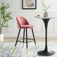 thumbnail image 4 of Bar Stool Chair Barstool, Set of 2, Velvet, Metal Steel, Pink, Modern Contemporary Urban Design, Bar Pub Cafe Bistro Hotel Restaurant Hospitality, 4 of 10