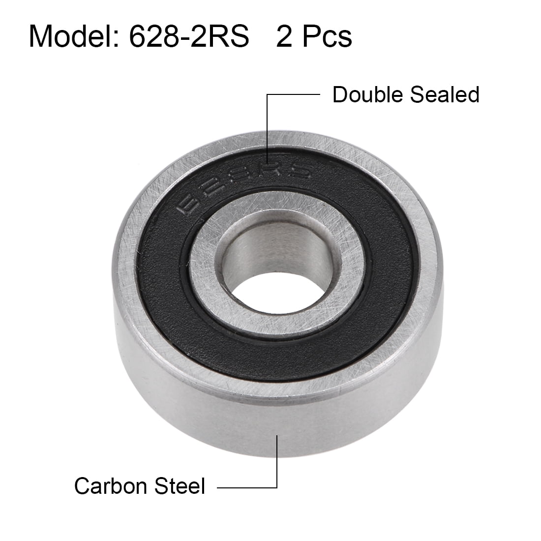 Unique Bargains 2pcs 628-2RS Deep Groove Double Shielded Carbon Steel Ball Bearings