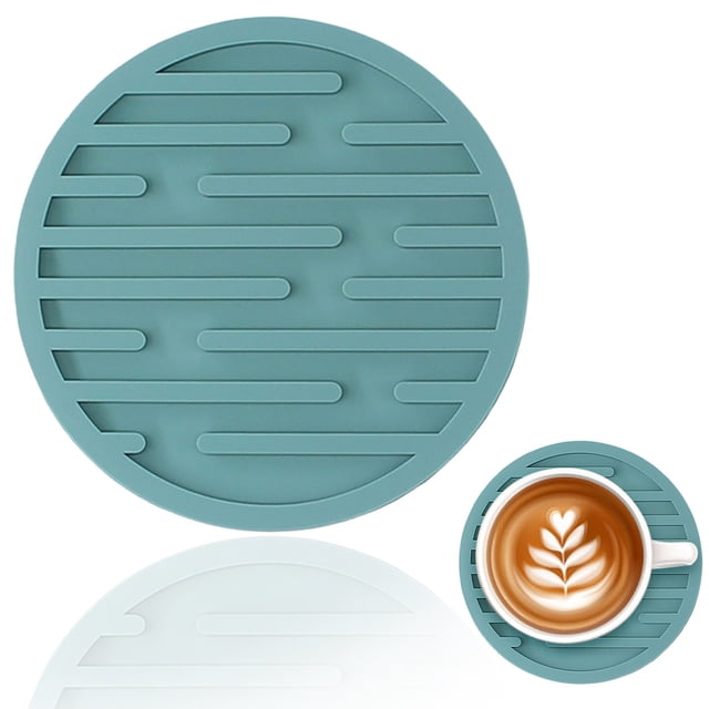 Round Silicone Drink Coaster, 10cm Heat Resistant Table Mat, Non Slip Cup Pad – Multiple Colors, Green