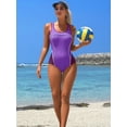 thumbnail image 5 of Attraco Womens One Piece Sports Swimsuit Colorblock Bathing Suits Sport Training Slimming Swimwear, 5 of 7