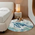 thumbnail image 2 of Teal Turtle Coastal Round Area Rug 3.3Ft Washable Circle Rugs for Dining Room Table, Summer Beach Coral Nautical Ocean Non-Slip Carpet Floor Mats Indoor Outdoor Carpet Runner Aesthetic Home Decor, 2 of 8