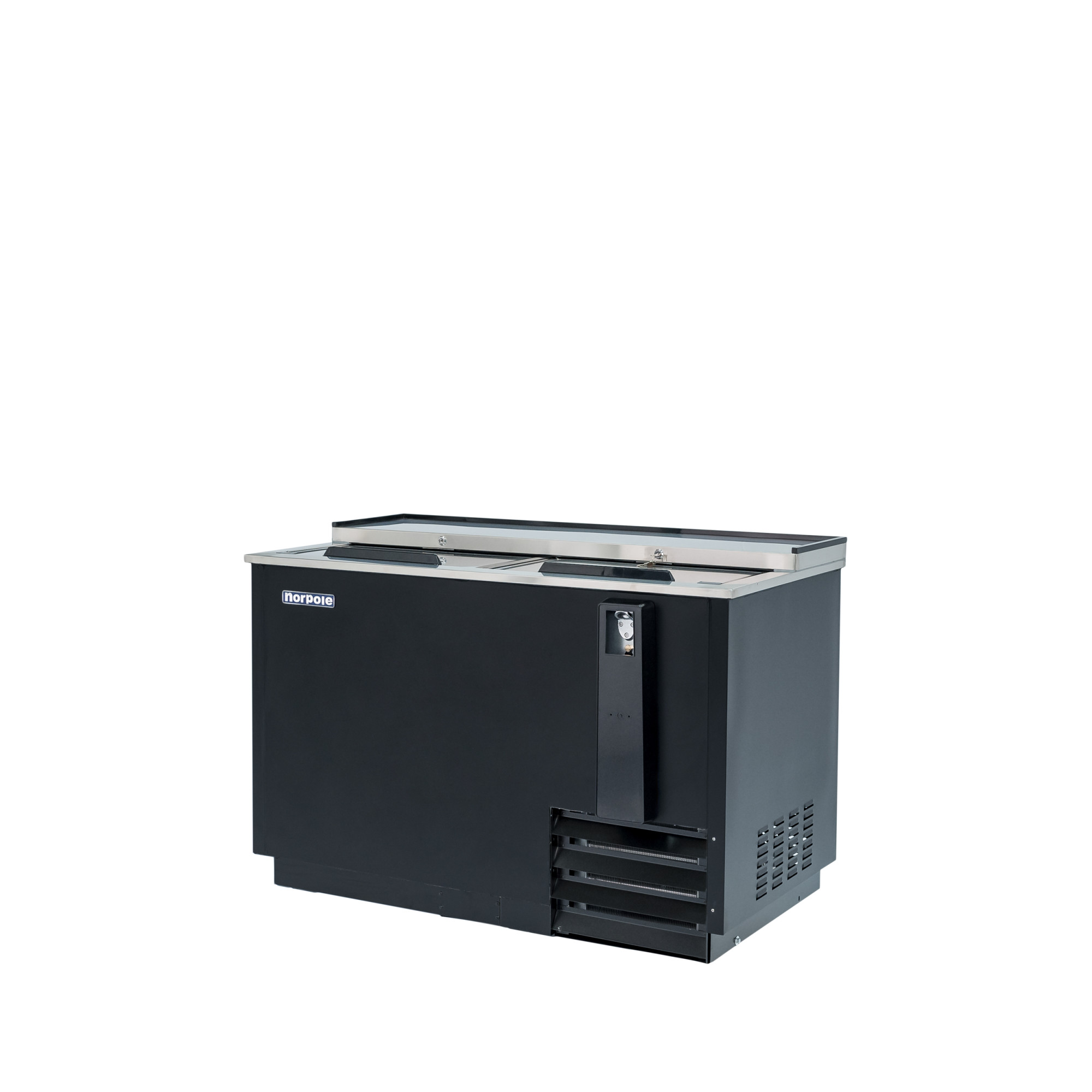 Norpole 50 in. W 16 cu. ft. Commercial Beverage Cooler Refrigerator with Sliding Door in Black in Black