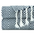 thumbnail image 3 of Chanasya Chevron Super Soft Acrylic Throw Blanket With Tassels - Warm Cozy Lightweight Fluffy Woven Blanket for Bed Sofa Chair Couch Living Bed Room Navy and White Blanket (50x65 Inches) Dark Blue, 3 of 3