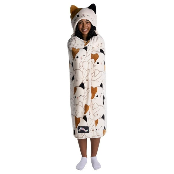 Kids’ Plush Hooded Throw with Faux Fur Lining, 40" x 50" (Squishmallows)
