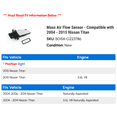 thumbnail image 2 of Mass Air Flow Sensor - Compatible with 2004 - 2015 Nissan Titan 2005 2006 2007 2008 2009 2010 2011 2012 2013 2014, 2 of 2