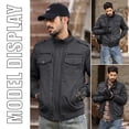 thumbnail image 2 of YUCOLEN Men's Winter Thick Fleece Lined Warm Jacket Casual Trucker Work Coat with Multi Pockets Zip Dark Gray S, 2 of 6
