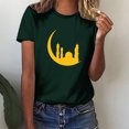 thumbnail image 2 of Penkiiy Happy Ramadan Tops Blouse for Women Women's Graphic Tees Moon Print Short Sleeve Round Neck T Shirts Tops XL Green, 2 of 6