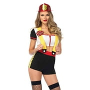 Leg Avenue 2PC. Code Red Cutie, zipper front crop top, suspender shorts w/badge LARGE MULTICOLOR