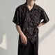thumbnail image 5 of Camisas con estampado floral de manga corta para hombre Camisas holgadas de manga corta con botones a la moda de verano para viajes diarios, 5 of 8