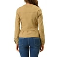 thumbnail image 5 of MODA NOVA Juniors Round Neck Button Down Ruffled Hem Cropped Washed Denim Jacket, 5 of 7