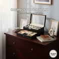 thumbnail image 2 of Watch Jewelry Box Organizer, 6-Slot 2-Layer Watch Case and Sunglasses Storage with Large Glass Lid, Watch Holder Display Case for Men,  2-Tier Men's Jewelry Box, Gift for Men, 2 of 5