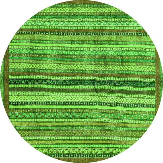 Ahgly Company Indoor Round Abstract Green Modern Area Rugs, 7' Round