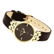 Anne Klein Women's Leather Bangle Set And Watch AK-2684BKST