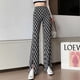 thumbnail image 4 of Pantalones casuales divididos para mujer, pantalones adelgazantes de cintura alta con letras y caída de seda de hielo, pantalones de pierna ancha de moda para primavera y verano, 4 of 6