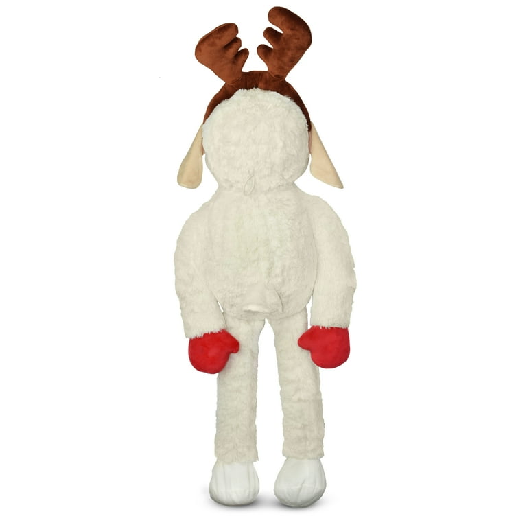 Multipet Plush Super Sized Holiday Lamb Chop Dog Toy, Reindeer