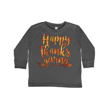 

Inktastic Happy Thanksgiving with leaf arrow in fall colors Gift Toddler Boy or Toddler Girl Long Sleeve T-Shirt