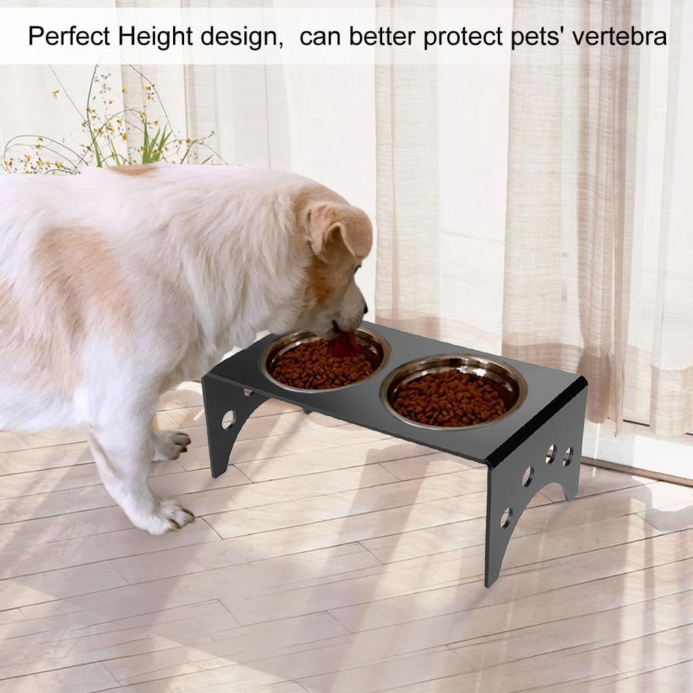 WALFRONT Elevated Acrylic Stand 2 Bowls Raised Pet Feeder ...