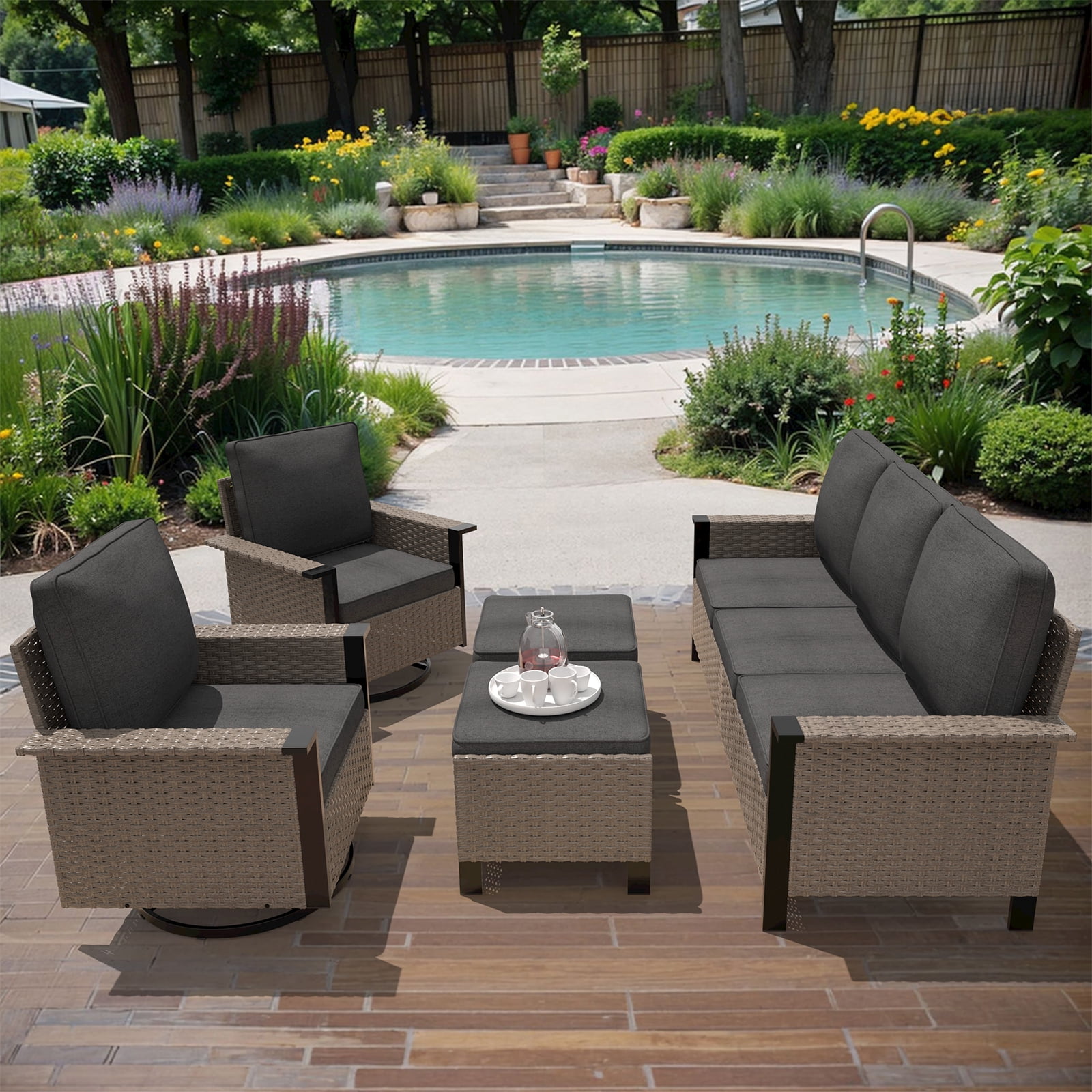 Yeahumalia Outdoor Patio Chair Deep Seat Cushions 23'' x 24'' with Removable Cover, Water and Fade Resistant, Dark Grey